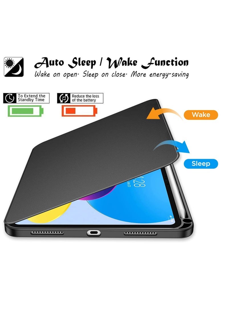 ELTRAZONE Rotating Case for iPad (A16)11th Generation 11 inch (2025) / iPad 10th Generation 10.9 inch(2022) with Pencil Holder,Auto Wake/Sleep,360 Degree Rotation Protective Stand Cover Clear Back- Black - Image 4