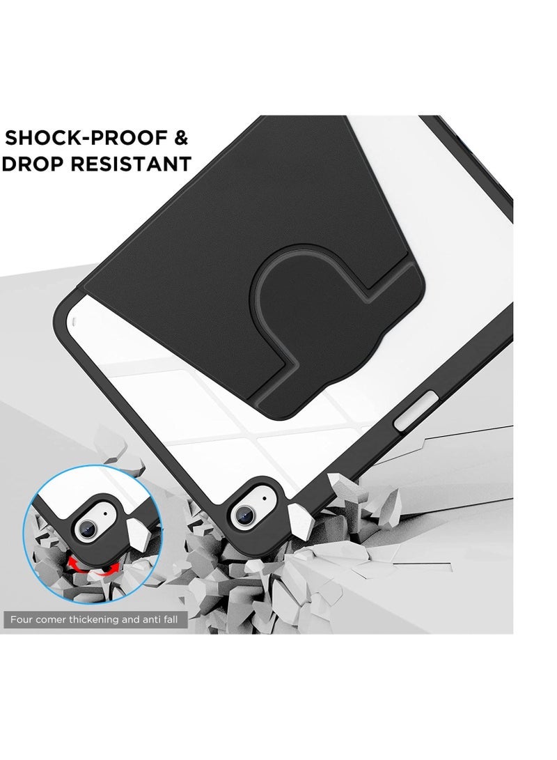 ELTRAZONE Rotating Case for iPad (A16)11th Generation 11 inch (2025) / iPad 10th Generation 10.9 inch(2022) with Pencil Holder,Auto Wake/Sleep,360 Degree Rotation Protective Stand Cover Clear Back- Black - Image 3