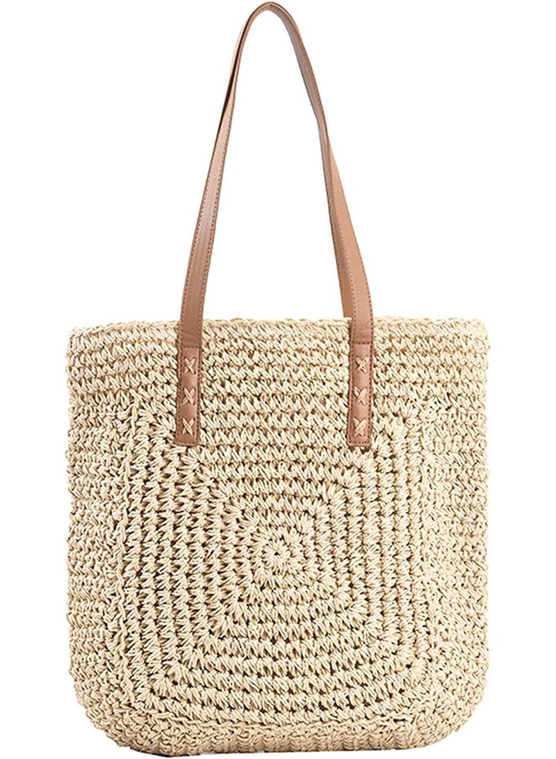 SYOSI SYOSI Women's Classic Straw Handbag, Summer Beach Shoulder Bag Bohemia New, Large Woven Fishing Net Handmade Shoulder Bag Handbag  - Image 1
