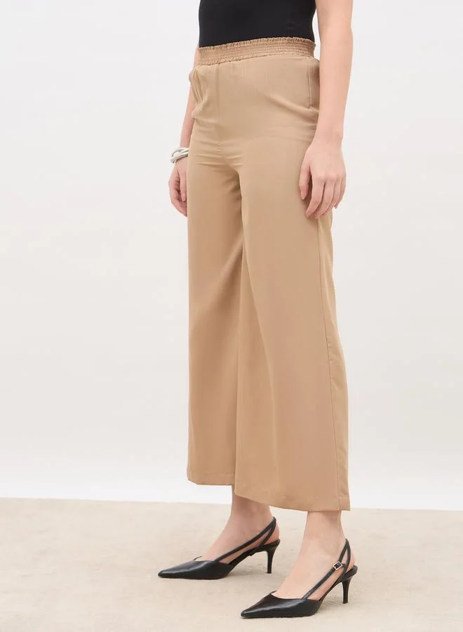 Styli Styli Solid Wide Leg Culottes with Elastic Waist