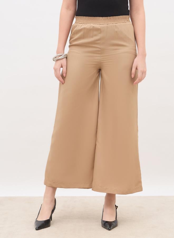 Styli Solid Wide Leg Culottes with Elastic Waist - Image 2