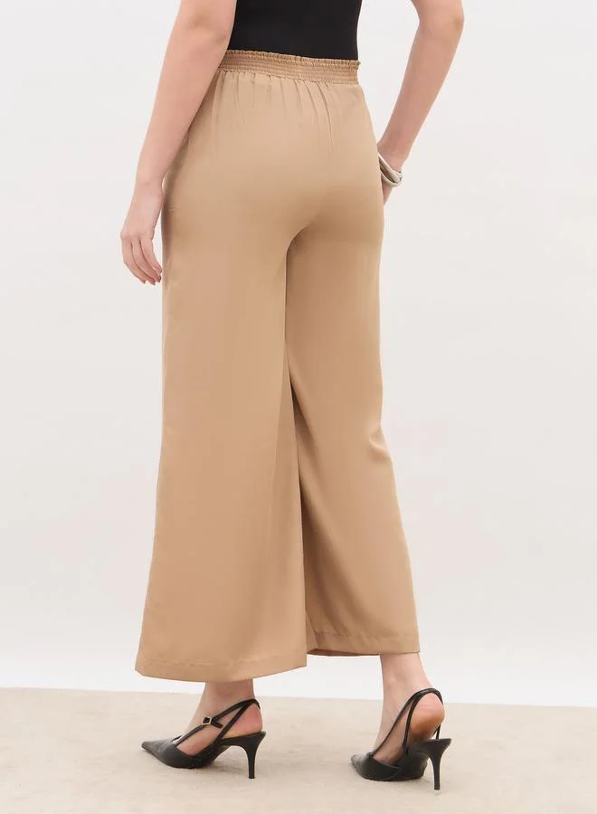 Styli Styli Solid Wide Leg Culottes with Elastic Waist