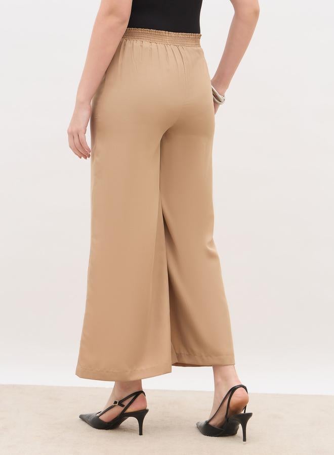 Styli Solid Wide Leg Culottes with Elastic Waist - Image 5