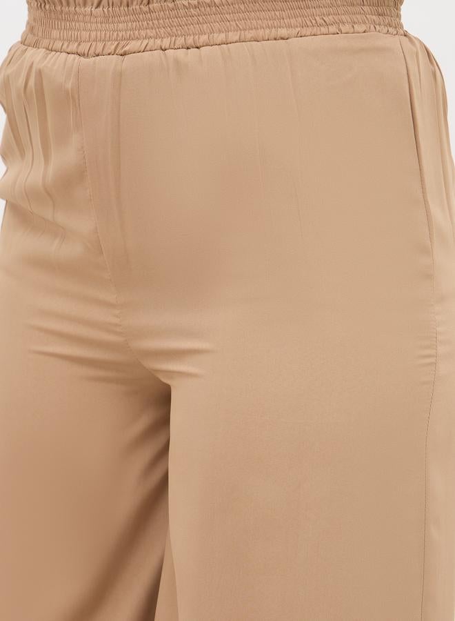 Styli Solid Wide Leg Culottes with Elastic Waist - Image 4