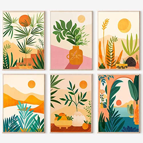 cupmod 6 Packs Paint by Number Kits for Adults Beginners,Easy Acrylic Boho Paint by Number,DIY Watercolor Paint by Numbers Kits on Canvas Without Frame for Home Wall Decor 7.8x11.8inch - Image 1