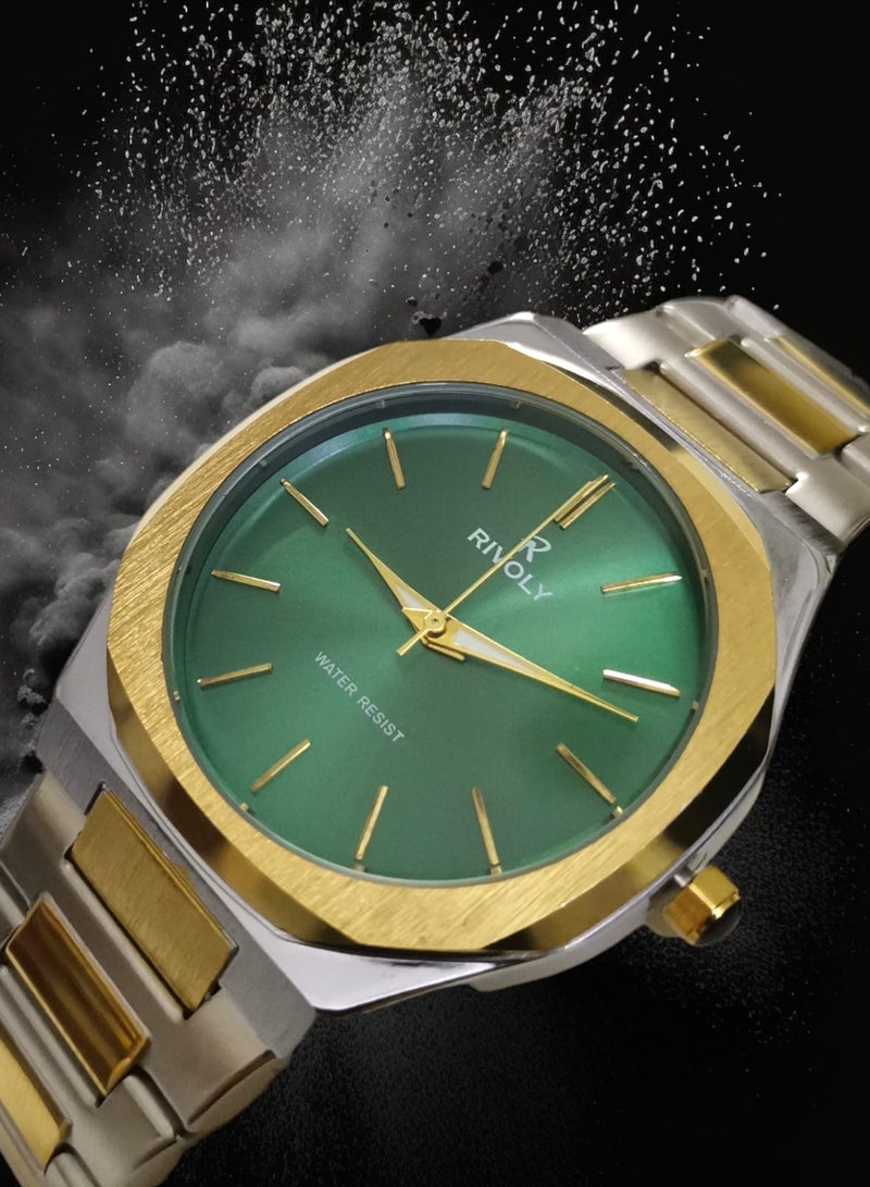 Rivoly Men's Stainless Steel Analog Quartz Watch Easy to Read Fashion Design Waterproof Luxury Classic Big Face Wrist Watch  - Image 2