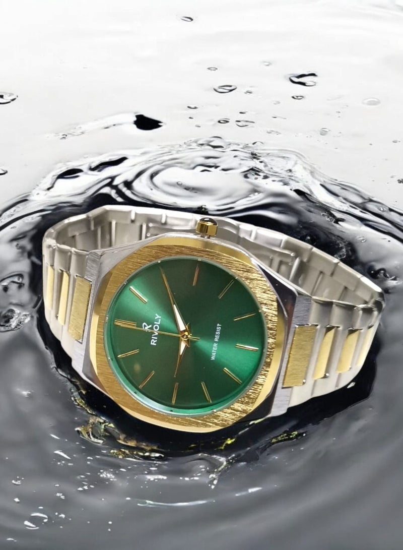 Rivoly Men's Stainless Steel Analog Quartz Watch Easy to Read Fashion Design Waterproof Luxury Classic Big Face Wrist Watch  - Image 3