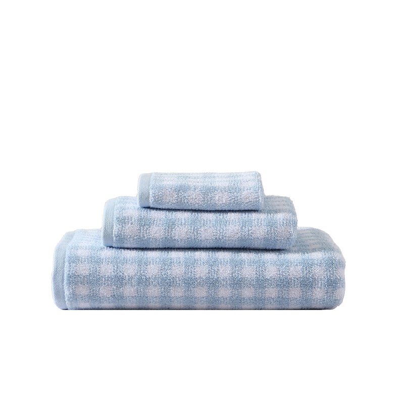 Laura Ashley  Bath Towels Absorbent  Fade Resistant Cotton Towels Dorm Essentials Ginny Blue 3Piece