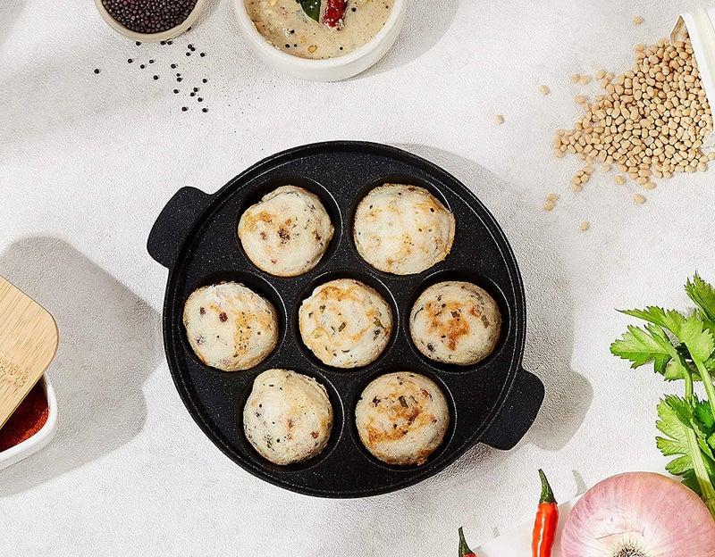 CELLEBII CELLEBII Non Stick Aluminium Appam Patra 7 Pits 2 Layer Coating Black - Image 5