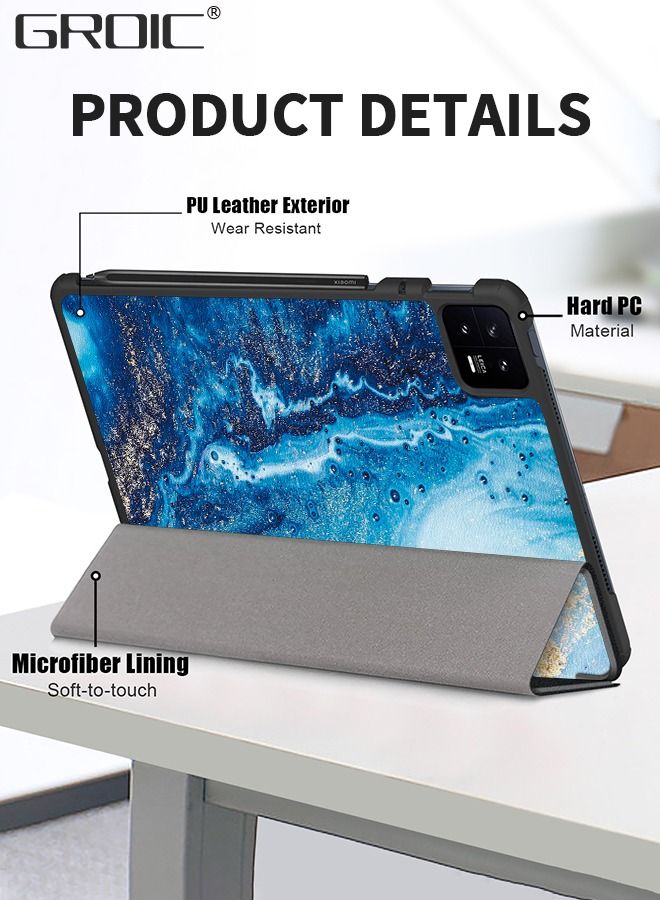 GROIC Case for Xiaomi Pad 6 / Xiaomi Pad 6 Pro - Lightweight Slim Shell Standing Hard Back Cover with Auto Sleep, Emerald Marble,Xiaomi Pad 6 / 6 Pro Protective Cover  - Image 4