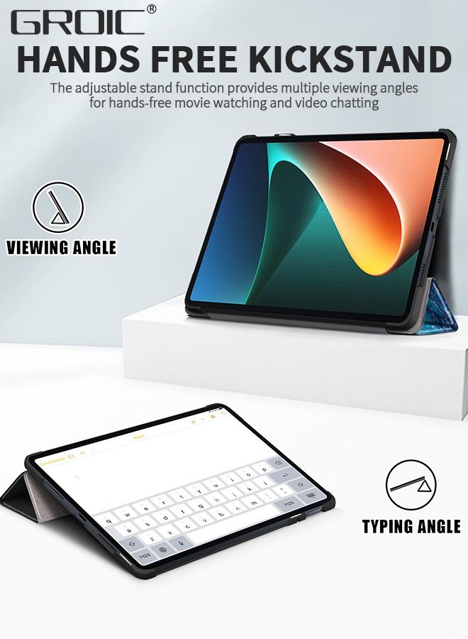 GROIC Case for Xiaomi Pad 6 / Xiaomi Pad 6 Pro - Lightweight Slim Shell Standing Hard Back Cover with Auto Sleep, Emerald Marble,Xiaomi Pad 6 / 6 Pro Protective Cover  - Image 2