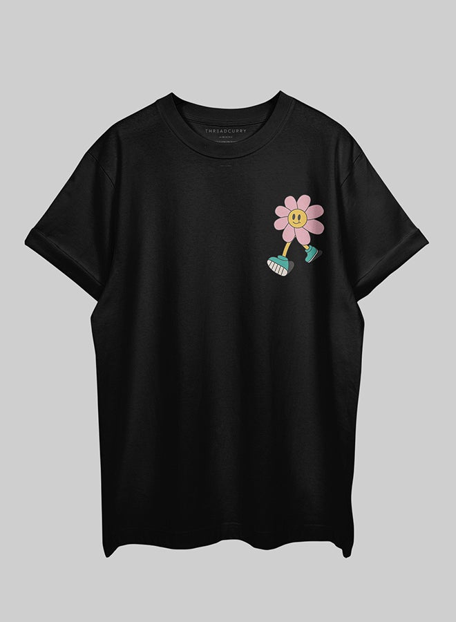 THREADCURRY THREADCURRY Flower Power Oversized Drop Shoulder Cotton Loose Printed T-Shirt for Men  - Image 2