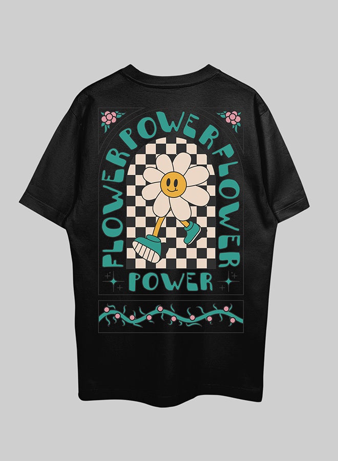 THREADCURRY THREADCURRY Flower Power Oversized Drop Shoulder Cotton Loose Printed T-Shirt for Men  - Image 1