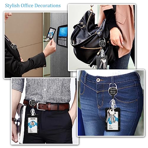 lebrocoli Black Stay Positive Badge Holder with Retractable Reel, Id Badge Holder Heavy Duty Retractable Clip, Vertical Work Card Name Tag Id Holder Badge Cover for Nurse Teacher Office Women Student Gifts - Image 3