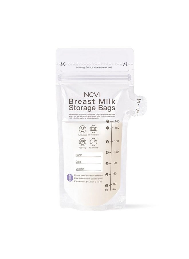 NCVI - NCVI Breastmilk Storage Bags, 25 Count Milk Storage Bags for Breastfeeding, 7oz Breast Milk Storage Bags with Temp-Sensing, Doubled-Sealed, Hygienically, Self Standing, Easy Pour Spout, BPA Free - Image 1
