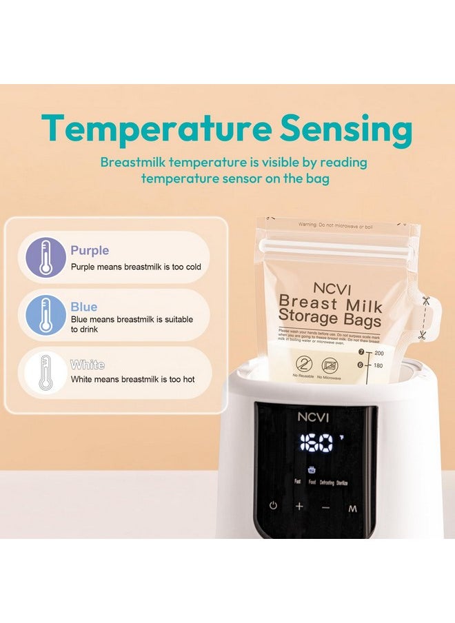 NCVI - NCVI Breastmilk Storage Bags, 25 Count Milk Storage Bags for Breastfeeding, 7oz Breast Milk Storage Bags with Temp-Sensing, Doubled-Sealed, Hygienically, Self Standing, Easy Pour Spout, BPA Free - Image 1