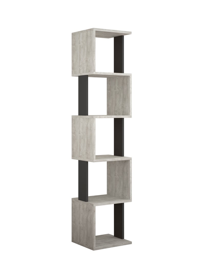 موراه مكتبة زاوية بيري من موراه هوم، خزانة كتب عصرية بستة رفوف، رف كتب متعدد التخزين، وحدة عرض لغرفة النوم، غرفة المعيشة - 30×161×35 سم - أبيض قديم/رمادي داكن - Image 2