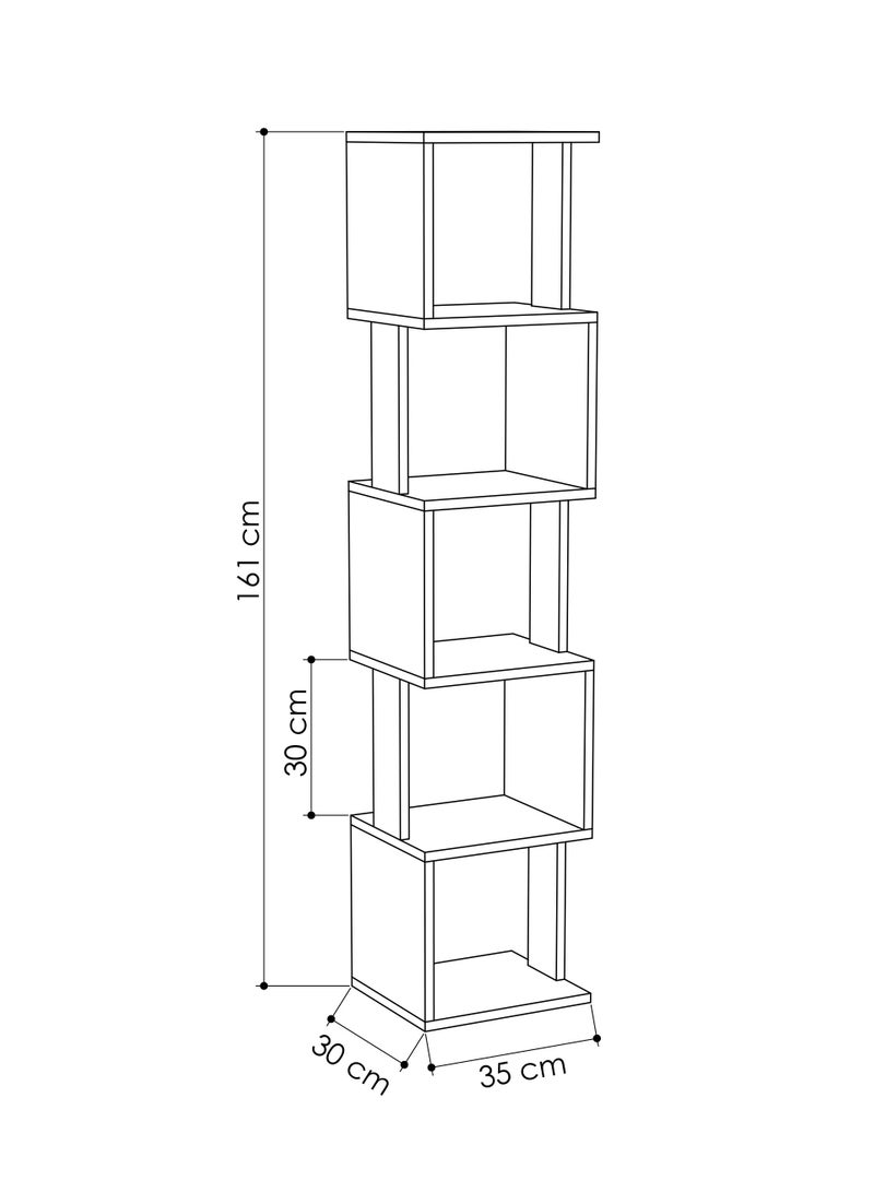 موراه مكتبة زاوية بيري من موراه هوم، خزانة كتب عصرية بستة رفوف، رف كتب متعدد التخزين، وحدة عرض لغرفة النوم، غرفة المعيشة - 30×161×35 سم - أبيض قديم/رمادي داكن - Image 3