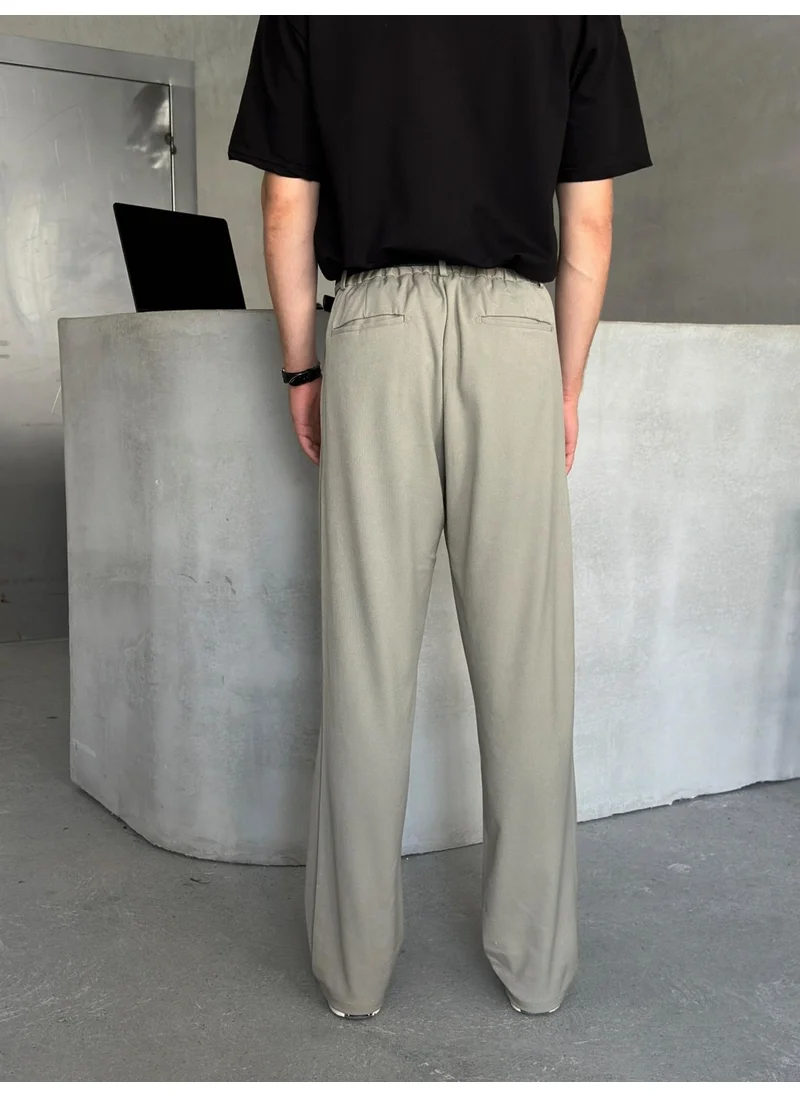 HYMAN Men's Pleated Baggy Pattern Fabric Trousers