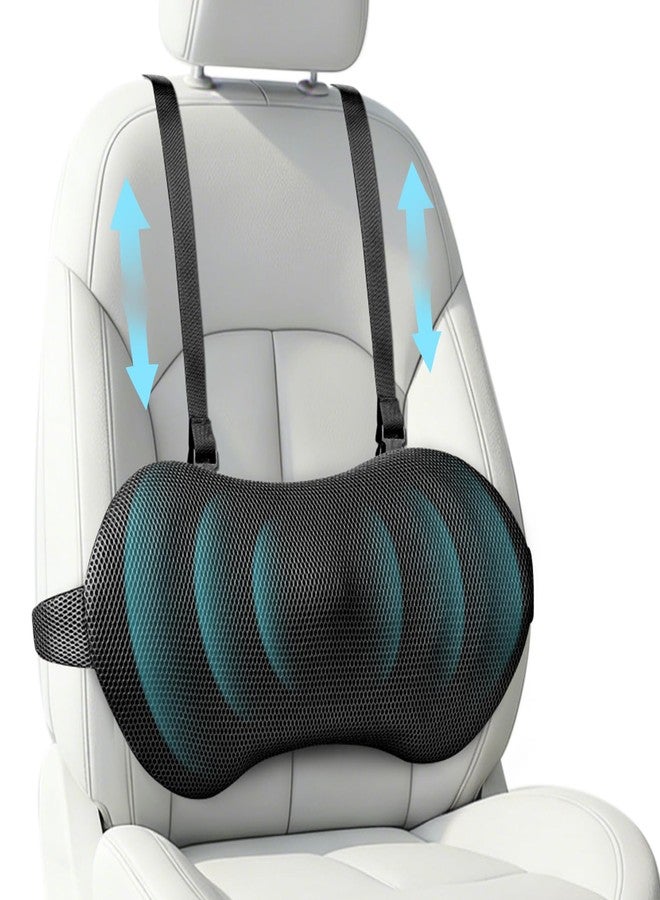 YFONG Lumbar Support Pillow for Car & Office Chair, Memory Foam Back Cushion with Adjustable Straps Non-Slip, Firm Support for Lower Back Pain Relief, Black - Image 1