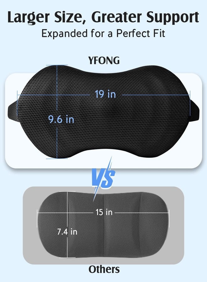 YFONG Lumbar Support Pillow for Car & Office Chair, Memory Foam Back Cushion with Adjustable Straps Non-Slip, Firm Support for Lower Back Pain Relief, Black - Image 5