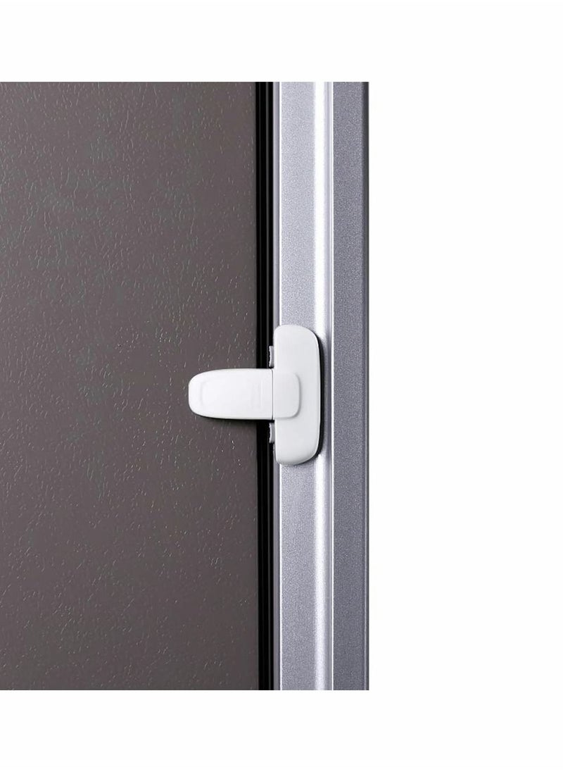 KASTWAVE 2 PCS Home Fridge Freezer Door Lock KASTWAVE Latch Catch Toddler Kids Child Refrigerator Cabinet Locks Baby Safety Child Lock Easy to Install and Use 3M Adhesive no Tools Need or Drill White  - Image 1