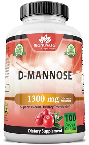 NaturaLife Labs A Higher Standard Organic DMannose 1300 mg with Cranberry Extract FastActing Flush Impurities Urinary Tract Health 100 Veggie Capsules