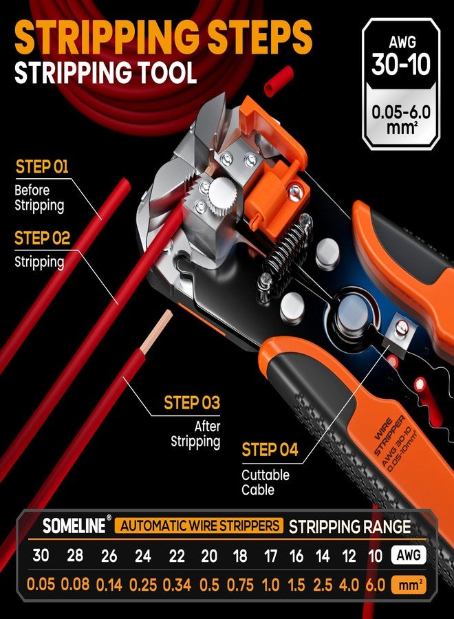 SOMELINE® Ferrule Hexagonal Crimping Tool Kit, 36 Sizes Ferrules, AWG 24-8 Ferrule Crimper, with Hexagonal Crimper and Automatic Wire Stripper, Ferrule Terminal Assortment Kit (Stackable Tool Box) - Image 5