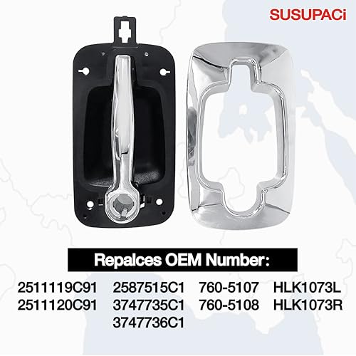 SUSUPACI Upgraded Exterior Door Handles with Bezel Covers Chrome Left Driver Right Passenger Side Compatible with International Trucks ProStar 4100 4200 4300 4400 7700 8500 8600 - Image 3