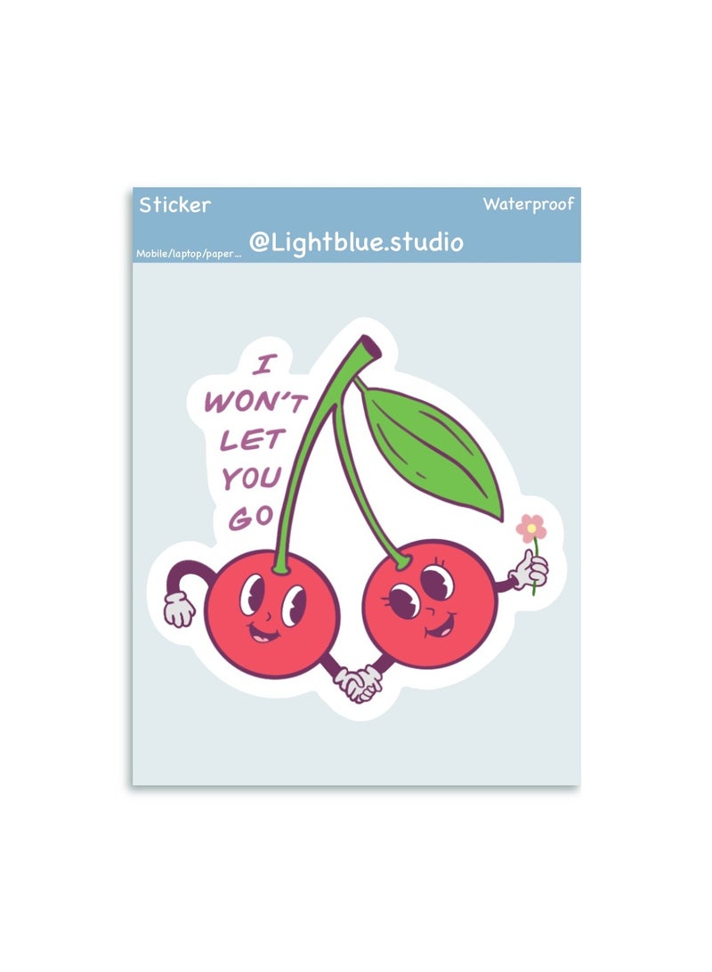 Boomah Accessories 1-Piece Creative cute friendship Cherry Waterproof Vinyl Stickers, for Laptop , Mobile , Mug , Skateboard , Guitar for kids, adult , girls, nursery 8x6cm - Image 2