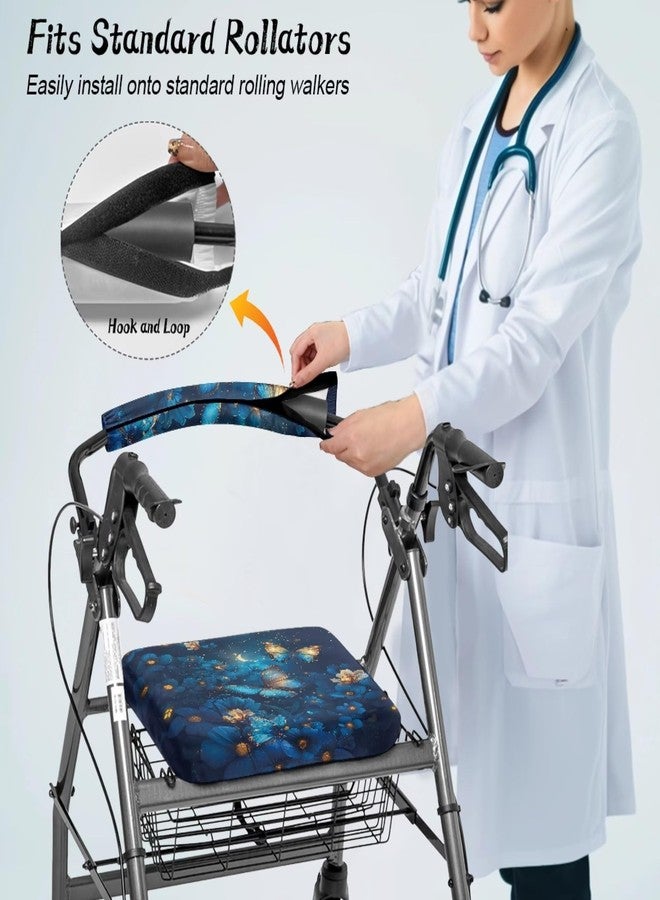 Rerteryuro Blue Walkers for Seniors Cover Universal Fit Walker Accessories Butterfly Rollator Walkers for Seniors with Seat Cover Set Protection Covers - Image 3