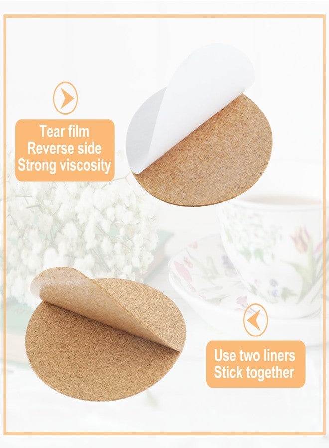 LLOUSSAK 32 Pcs Self-Adhesive Cork Round, 3" x 3" Cork Coasters, Corks Backing for Coaster Mini CorkBoard for DIY Coaster, Wall, Mat, Tiles, Ceramic Coasterss, (Wood Color, Circles) - Image 3