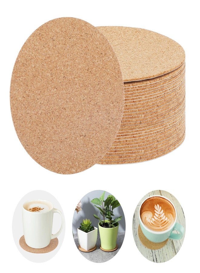 LLOUSSAK 32 Pcs Self-Adhesive Cork Round, 3" x 3" Cork Coasters, Corks Backing for Coaster Mini CorkBoard for DIY Coaster, Wall, Mat, Tiles, Ceramic Coasterss, (Wood Color, Circles) - Image 1