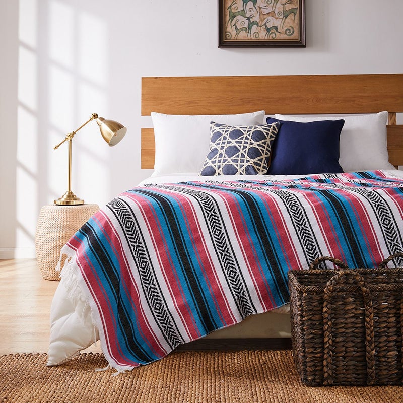 Luxury Outdoor Blanket Thick Knitted All Season Soft Warm Machine Washable MC Rose Blue - Image 1