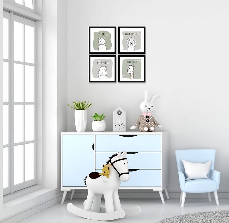 ArtX Paper Cute Animal With Quote Wall Art Painting, Framed Paintings For Home Office Decor 20 X 20 inches (Combined), 10.0 X 10.0 each, Multicolor Posters With Frame, Set of 4 - Image 4