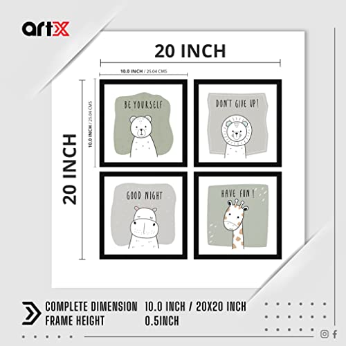 ArtX Paper Cute Animal With Quote Wall Art Painting, Framed Paintings For Home Office Decor 20 X 20 inches (Combined), 10.0 X 10.0 each, Multicolor Posters With Frame, Set of 4 - Image 2