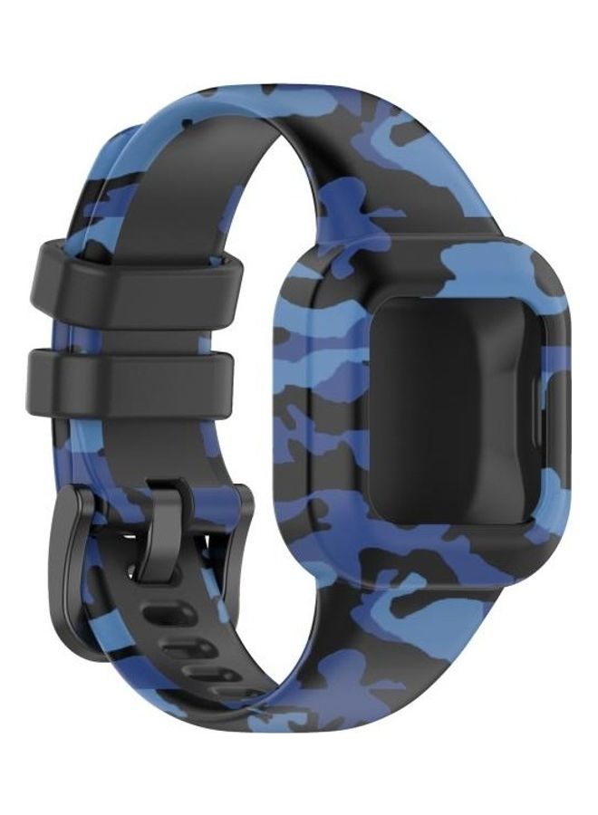 NIBEMINENT For Garmin Vivo Fit JR3 Silicone Printing Replacement Watchband Camouflage Blue - Image 1