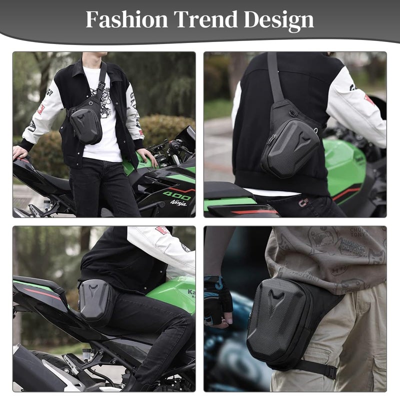 STHIRA® Motorcycle Waist Drop Leg Bag -Waterproof Hard Shell Storage Bag Double Layer Zippered Waist - Image 5