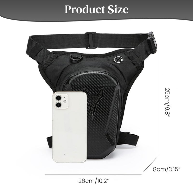 STHIRA® Motorcycle Waist Drop Leg Bag -Waterproof Hard Shell Storage Bag Double Layer Zippered Waist - Image 2