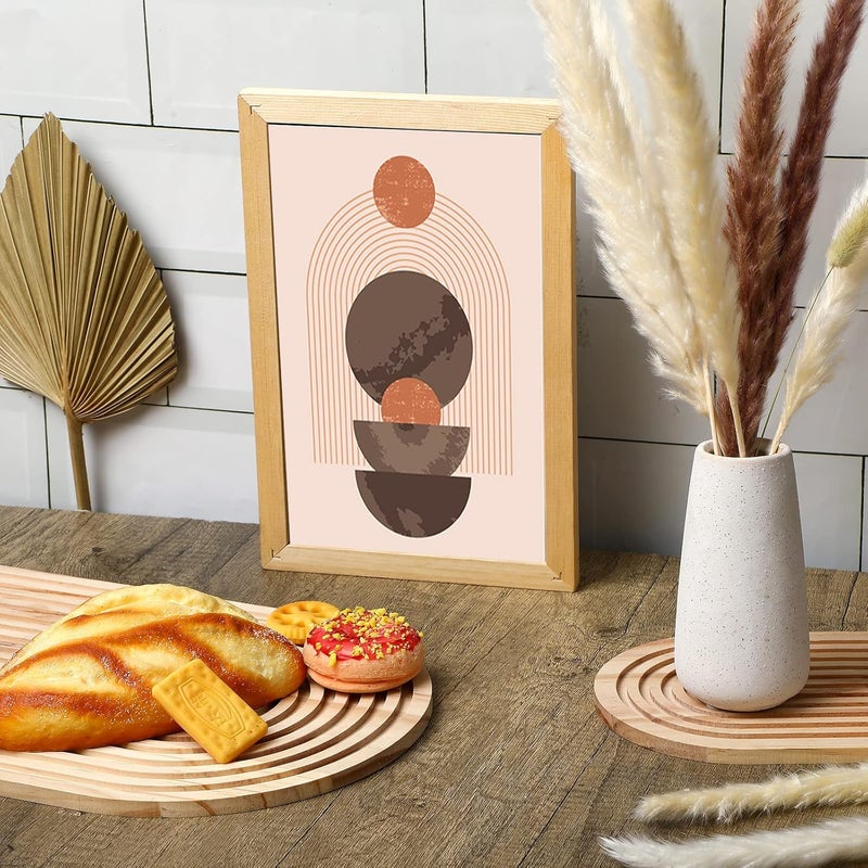 Chunful 2 Pcs Decorative Wood Cutting Board Wooden Board Rainbow Shaped Wood Serving Board Boho Cutting Board Decor Serving Trays for Home Kitchen Decoration (Pine, Wood Color) - Image 2