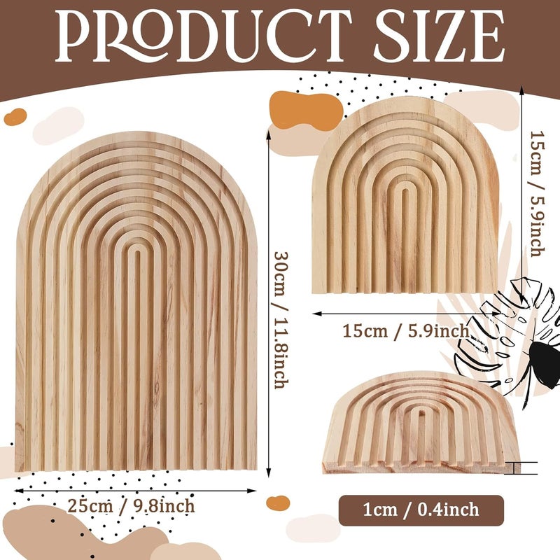 Chunful 2 Pcs Decorative Wood Cutting Board Wooden Board Rainbow Shaped Wood Serving Board Boho Cutting Board Decor Serving Trays for Home Kitchen Decoration (Pine, Wood Color) - Image 4