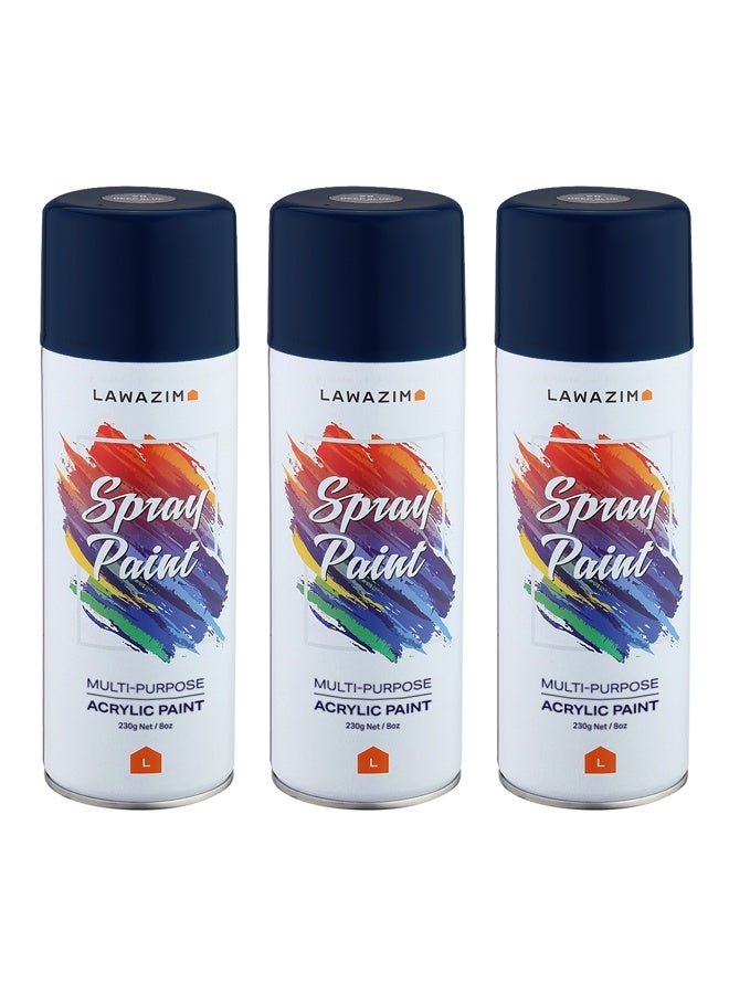 LAWAZIM Pack Of 3 Spray Paint Set - 28 Deep Blue - Multi-Surface 230g Paint with Quick-Drying Cans - Ideal for Wood, Plastic, Metal, Interior & Exterior Uses, DIY, Automotive, and Arts & Crafts - Image 1