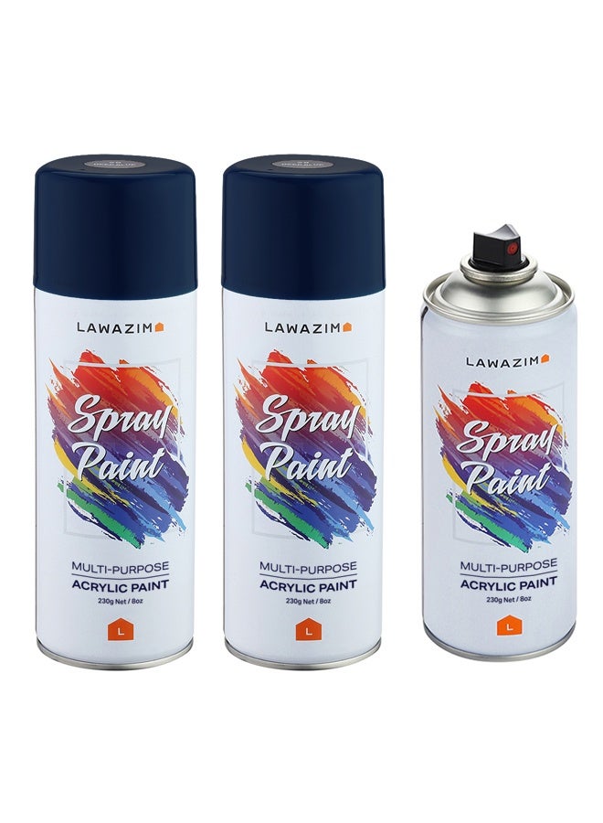 LAWAZIM Pack Of 3 Spray Paint Set - 28 Deep Blue - Multi-Surface 230g Paint with Quick-Drying Cans - Ideal for Wood, Plastic, Metal, Interior & Exterior Uses, DIY, Automotive, and Arts & Crafts - Image 2