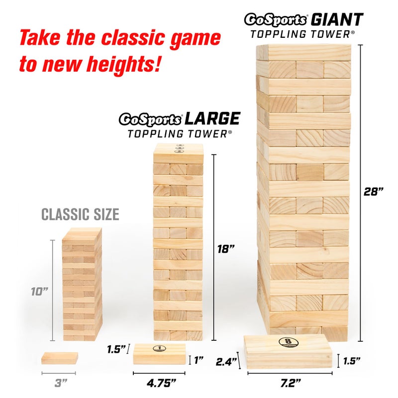 GoSports Giant Wooden Toppling Tower - Stacks Up to 5 ft - Natural Wood - Image 4
