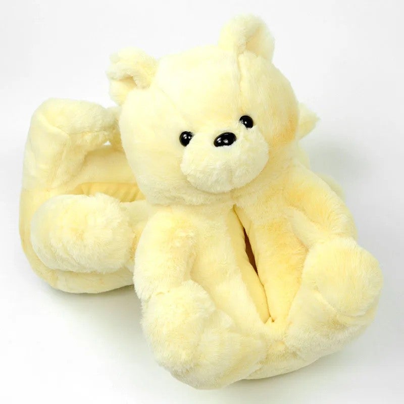 Y&D Lovely Fluffy Warm Faux Fur Teddy Bear Plush for Slippers for Kids Women Indoor Non-slip Winter House for Slippers Soft - Image 2