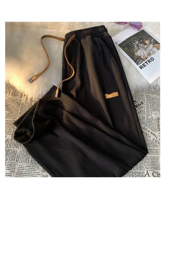 A.M Ice silk casual pants men and women summer thin style high-end  Versatile wide-leg pants trendy loose sports straight trousers - Image 1