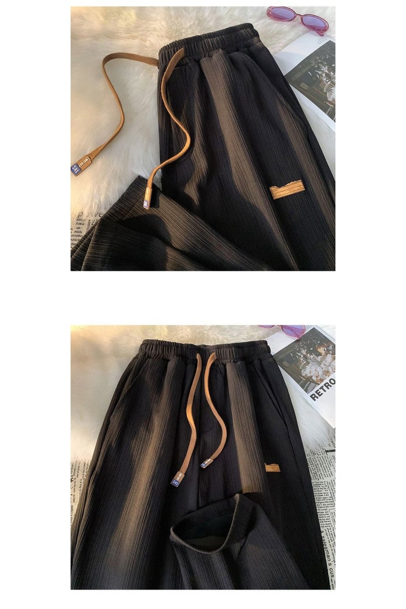 A.M Ice silk casual pants men and women summer thin style high-end  Versatile wide-leg pants trendy loose sports straight trousers - Image 5