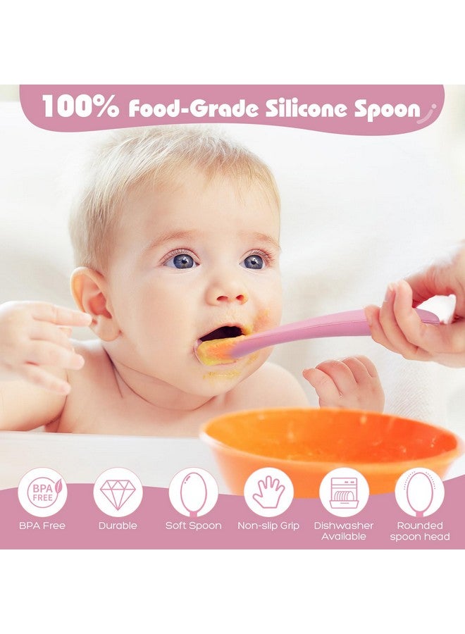 ME.FAN Silicone Baby Spoons - 6 Pack Feeding Spoon for First Stage Baby & Infant, Baby Utensils Soft Training Spoons - Morandi Color - Image 2