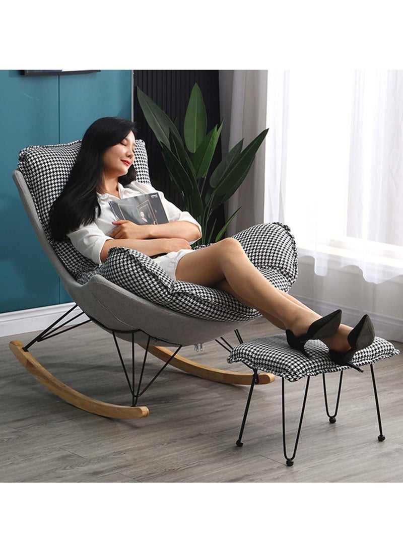 Generic - Rocking Chair with Padded Cushion,Modern Rocker Recliner Chair,Fabric Rocking Swing Chair,Comfortable Relax Lounge Chair Lazy Sofa Chair,Grey - Image 1