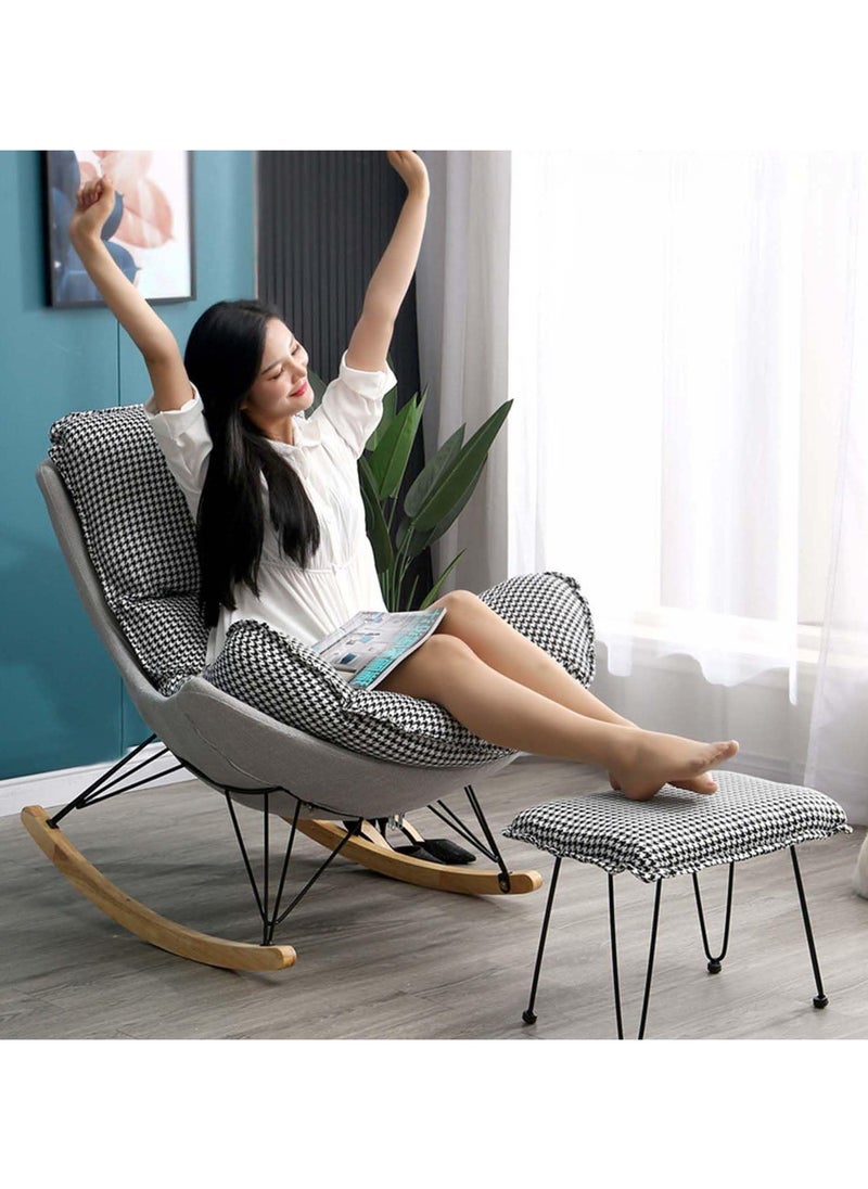 Generic - Rocking Chair with Padded Cushion,Modern Rocker Recliner Chair,Fabric Rocking Swing Chair,Comfortable Relax Lounge Chair Lazy Sofa Chair,Grey - Image 1